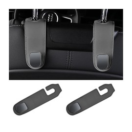 Bittwee 2PCS Car Headrest Hook, Leather Automotive Back Seat Hanger Holder Hooks Storage Organizer for Purse Drink Grocery Bag Coat Handbag, Vehicle Organization Accessories, Universal Fit（Black）