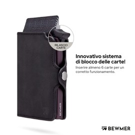 BEWMER 1 Shielded Credit Card Wallet with Coin Pocket | Slim Wallet for Men and Women | Card and Document Holder with RFID Protection and Carbon Fiber Money Clip