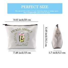 GJTIM Pickle Gift For Pickle Lovers Canned Pickle Addicts Social Club Coquette Bow Makeup Bag Canning Enthusiasts Gift (Pickle Addict Bag)