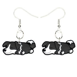 Generic Border Collie Earrings Hypoallergenic Silver Plated Fishhooks Yazzle Dazzle Original Artwork Woof Bark Puppy Dog Happy Sleeping Nap