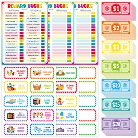 Harloon Reward Bucks Chart for Kids, 636 Pcs Bright Color Good Behavior Reward System Bucks List, Incentive Chores Chart at Home Classroom, Routine Schedule Task Financial Literacy Board Toddler