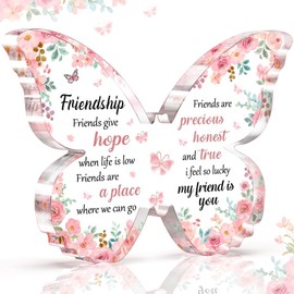 Friendship Gifts for Women, for Women - 5x3.8x0.5 Inch Acrylic Butterfly Friend Plaques for Women - Best Friend, Birthday Gifts for Friends Women, Bestie, BBF