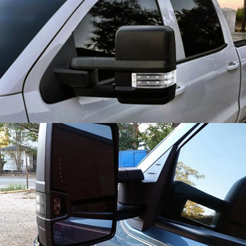 Ada For 07-13 Silverado Power+Heated Sequential Signal Trailer Towing Mirrors
