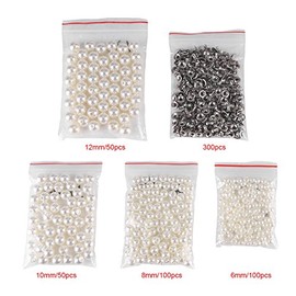 Oumefar 6 Mm 8 Mm 10 Mm Perlas Perlas Perlas Remaches Remaches Redondos Tachuelas Botón Mezcla Tamaños Remaches Bolso de Artesanía de Cuero Jeans Decoración(6mm)