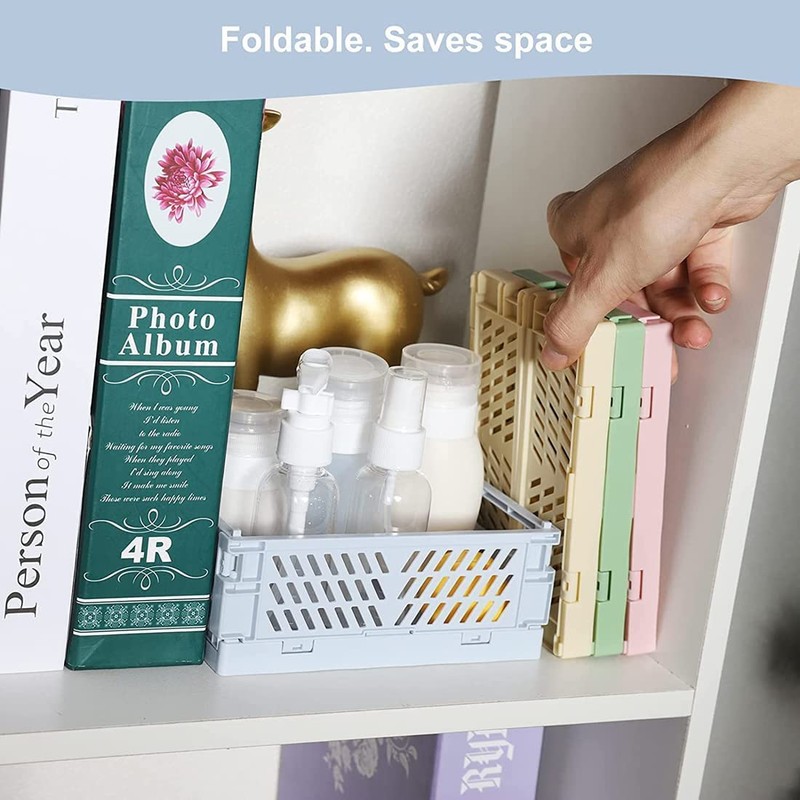 Pack of 6 Small Plastic Folding Boxes, 15 x 10