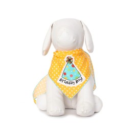 Tail Trends Happy Birthday Dog Bandana Birthday Boy Party Hat Applique Design Fits Medium to Large Sized Dogs - 100% Cotton