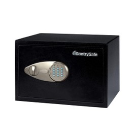 SentrySafe Safe with Digital Keypad Lock, Steel Safe with Interior Lining and Bolt Down Kit for Money, Jewelry, Electronics, 0.58 Cubic Feet, 8.7 x 13.8 x 9.7 Inches, X055