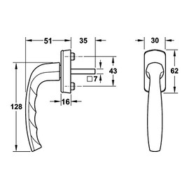 Hoppe New York 0810/US10 Window Handle Aluminium Plastic-Coated White with Secustik® Locking Mechanism