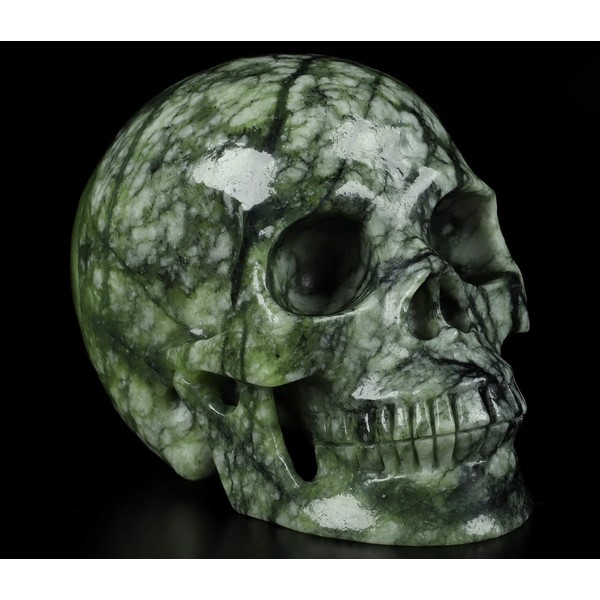 Skullis 5.0” Chinese Picasso Jasper Crystal Skull, Hand Carved Gemstone Fine Art Sculpture, Reiki Healing Stone Statue.2188