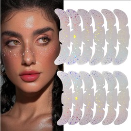 12PC Glitter Freckles Face Tattoo, Holographic Glow Up Freckle Tattoo Patches Set, Multicolor Sparkle Freckles Stickers, Waterproof & Long-Lasting, Natural-Looking Temporary Tattoos Makeup Accessories