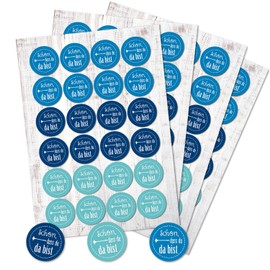 Logbuch-Verlag 96 Schön dass du da bist Sticker Wedding Blue Turquoise Maritime I Sticker Labels for Guest Gift Christening Communion Wedding Decoration