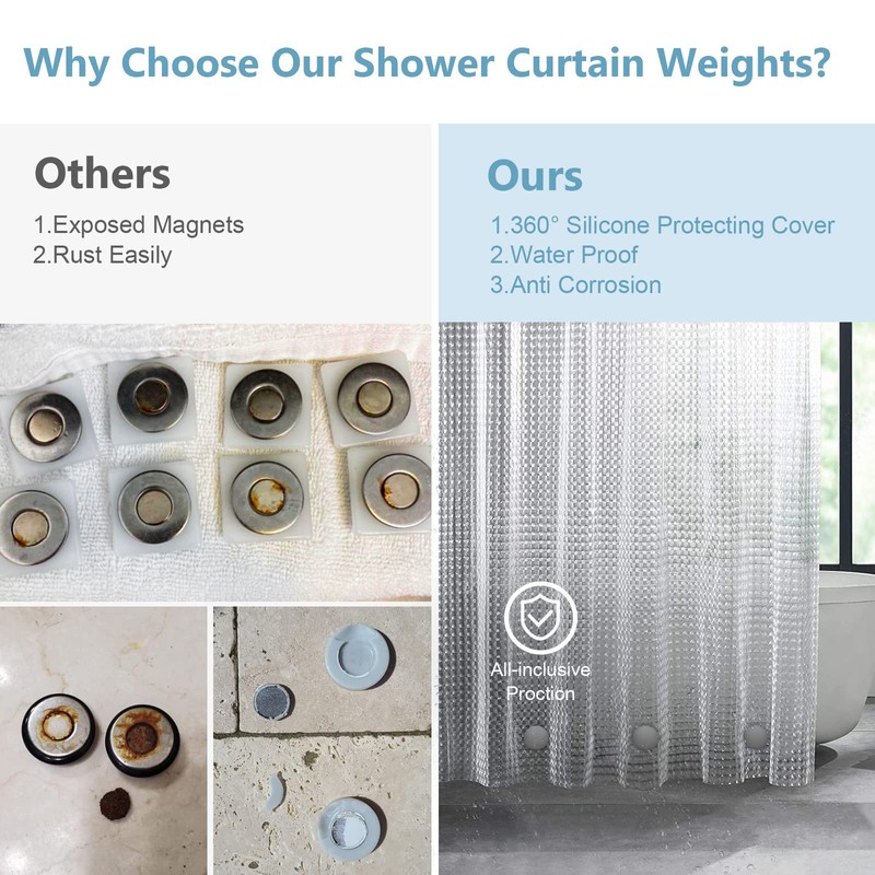 VANZAVANZU 5 Pairs Shower Curtain Weights, Silicone Wrapped Magnets, Heavy