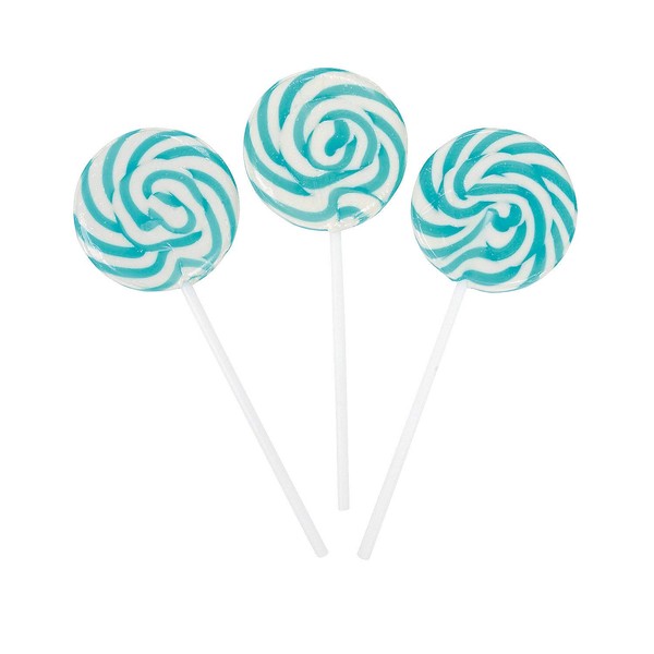 Swirl Lollipop Sucker - Bulk Individually Wrapped Pops - Candy Buffets, Graduation Parties, Anniversaries & Weddings, Aqua (Set of 24)