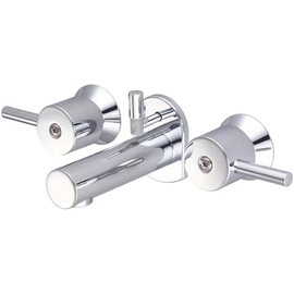 Central Brass 81179-D 3-Hole 4" to 6" Installation Two Handle Widespread Shelfback Bathroom Faucet w/Brass Pop-Up Drain Assembly in Polished Chrome