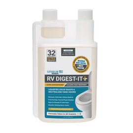 Unique RV Digest-It Ultra RV Toilet Treatment, 32 Uses, Super Concentrated, Eliminates Smells, Liquifies Waste, Easy-Measure Preventive Bio-Enzymatic Holding Tank Treatment, Package May Vary (32 oz)
