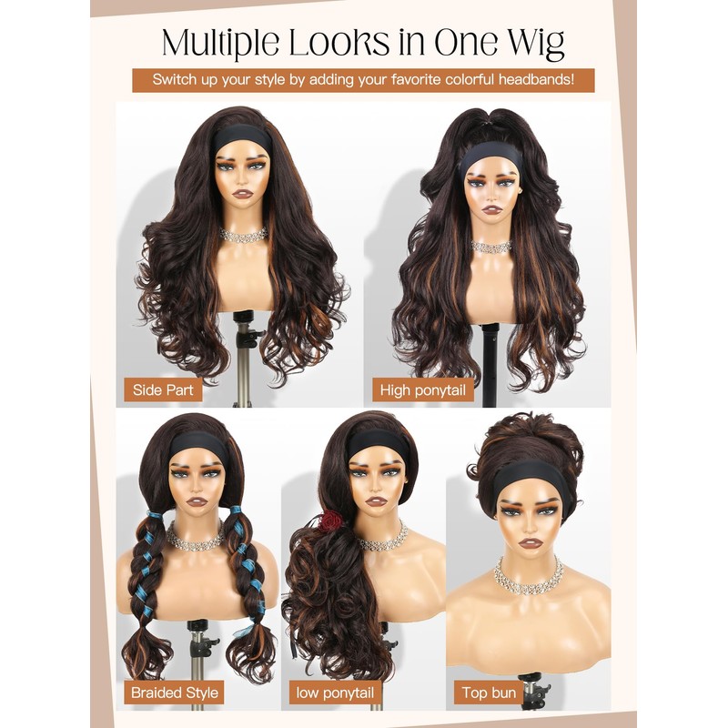 Long Yaki Curly Headband Wigs For Black Women Half Wig