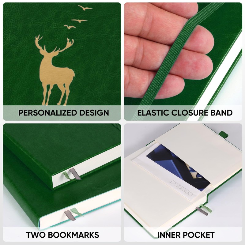 Wiisdatek A5 Lined Journal Notebook - 312 Numbered Pages Leather