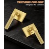 Probrico Brushed Gold Privacy Door Handle, Knurled Lever, Heavy Duty