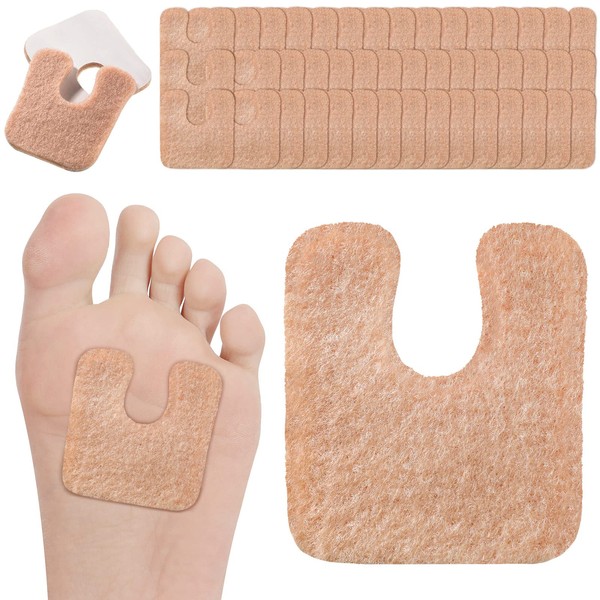 48 Pieces U-Shaped Felt Callus Pads Metatarsal Foot Pads for Pain Relief Keep Calluses from Rubbing on Shoes Forefoot and Support Self-Adhesive Foam Foot Cushion Pad for Men and Women