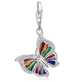 MATERIA Butterfly Charm Pendant-Zirconia and Colourful Enamel Butterfly Charm for Charm Bracelet / Necklace #C26