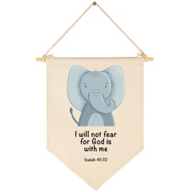 Animal Christian Nursery Decor-Bible Verse Art-Jungle Safari-Scripture Flag Decor Gift for Baby Boys Girls Newborn Kids-Banner Wall Sign Gifts for Nursery Baby Room Playroom Bedroom Front Door