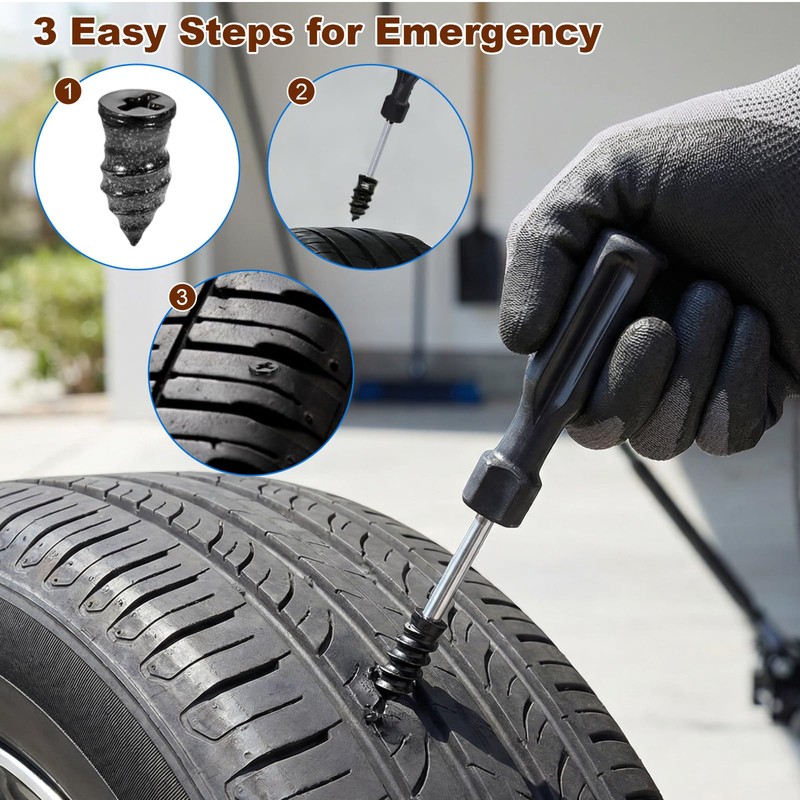 WZHHDM 101PCS Tyre Repair Screws, 3 Sizes Car Tyre Puncture