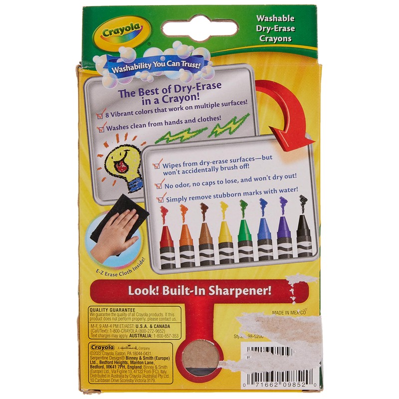 Binney & Smith Dry-Erase Crayons Classic Box of 8