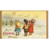 CHRISTMAS GREETING THREE CHILDREN "WILL HE COME" ELLEN CLAPSADDLE REPRO