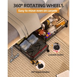 Yeebonix Under Bed Organizer, Storage Bins Under Bed, 60L Underbed Storage Bins for Bedroom Clothes Shoes Blankets (Black, 2 Pack)