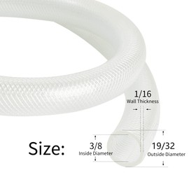 3/8 pulgadas ID x 19/32 pulgadas OD – Manguera trenzada transparente de plástico de vinilo de 10 pies, tubo de PVC reforzado flexible de alta presión para transferencia de agua, aceite de aire, última intervensión de BPA y no tóxico