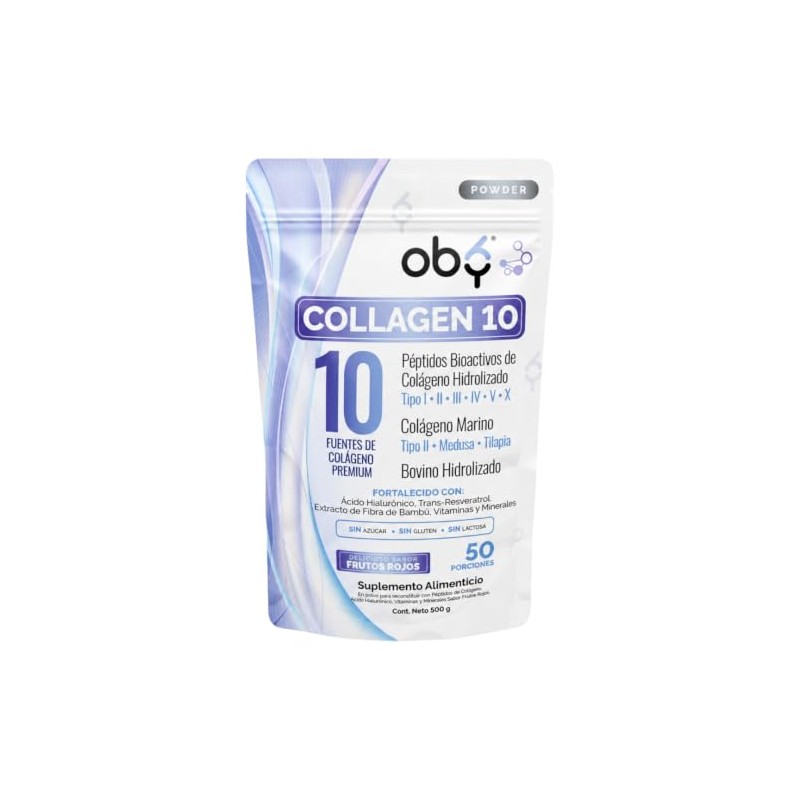 Oby Colágeno Hidrolizado Fuentes Resveratrol Biotina Polvo 500g