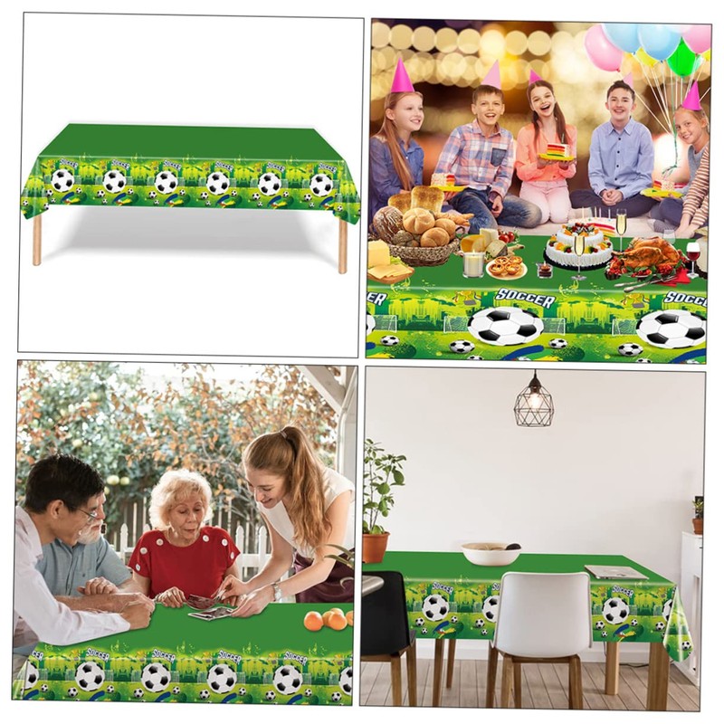 Zerodeko Wear Resistant Pe Table Cover with Soccer Prints Decorative