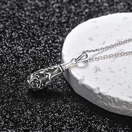 925 Sterling Silver Urn Pendant Necklace Teardrop Cremation Jewelry for Ashes Memorial Keepsake for Women