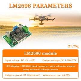 HUAREW LM2596 Adjustable Buck Converter 4.0-40V Input to 1.25-37V Output Voltage DC-DC Buck Converter Module with LED Display Voltmeter(Pack of 2 Pcs)