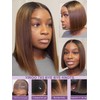 YIROO Yaki Straight Bob Wig Ombre Brown Human Hair Bye