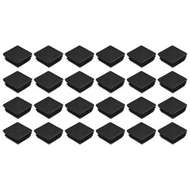 sourcing map 24Pcs Square Plastic Plugs, 40 x 40mm/1.57 x 1.57inch PE Pipe Tubing End Caps for 34-38mm/1.34-1.5inch Square Tube Furniture Chair Leg, Black