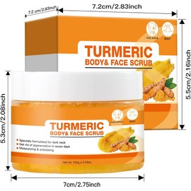 Exfoliating Kurkuma Körperpeeling,Kurkuma Gesichtskörperpeeling,Aufhellendes Kurkuma Peeling,Kurkuma Halsexfoliation,Tiefenreinigung,Glättet Die Haut Und Hellt Den Teint Auf