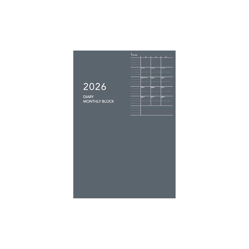 Daigo E8150 2026 Planner, Appointment, Monthly Block, A5, Gray, Starts