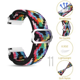 Blueshaweu Compatible for RUIMEN Smart Watches Bands, 22mm Stretch Elastics Nylon Adjustable Replacement Strap Accessories for Men & Women Compatible for RUIMEN D1 / H1 Smart Watches (Aztec Colorful)