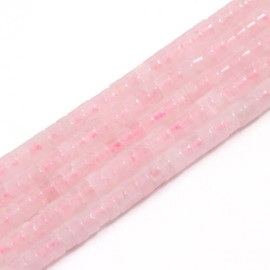 1 Strand 4 x 2 mm Natural Gemstone Beads Heishi Beads, Loose Flat Round Undyed Cylinder Flat Spacer Stone Beads for Bracelet Earrings Jewellery Making, Rose Quartz