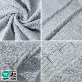 nice homeit - Set of 6 Flannels 30 x 30 cm - Mini Hand Towels for Face and Guests 100% Cotton Soft Absorbent Washable - for Bathroom, Kitchen, Makeup and Travel - Made in Italy (Grey)