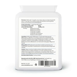 Troo Acidophilus Complete Supplement - High-strength Multi-strain Active Live Bacteria Complex - 10 Billion CFU 60 Capsules - Suitable for Vegans