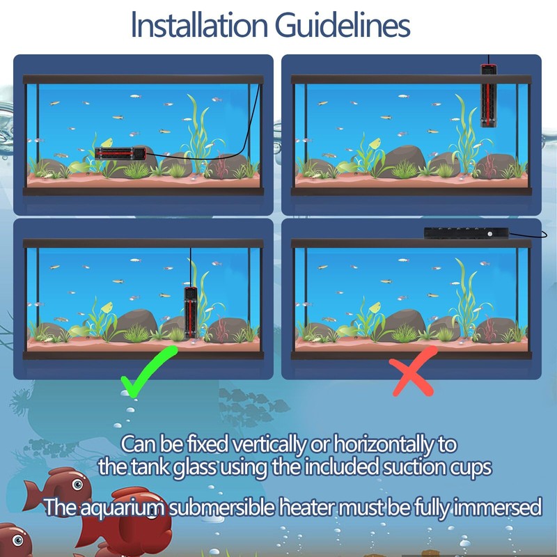 Aquarium Heater 300W/500W/800W/1200W, Submersible Fish Tank Heater with Digital LED