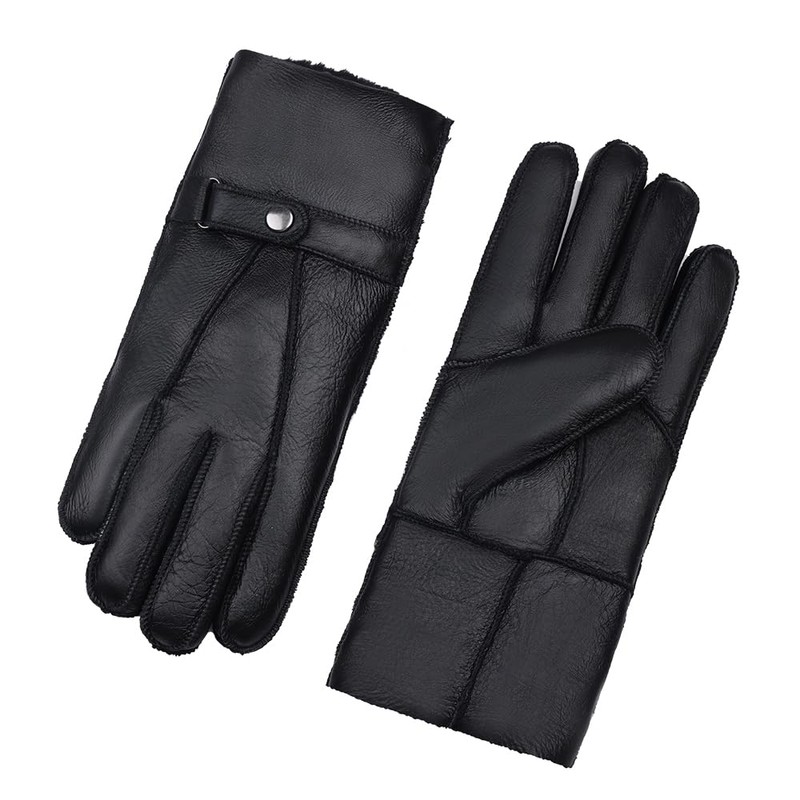 Men Shearling Gloves Winter Leather Gloves Shearling Sheepskin Gloves with