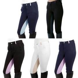 PFIFF Elisa - Pantaloni da Equitazione per Bambini, Blu (Blu/Lilla), 116