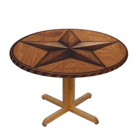 Round Tablecloth with Elastic Edge S-48 Inches, Western Texas Star in Wood Washable Decor Table Covers for Kitchen Dining Outdoor Parties (Fit for 40" - 44" Table)