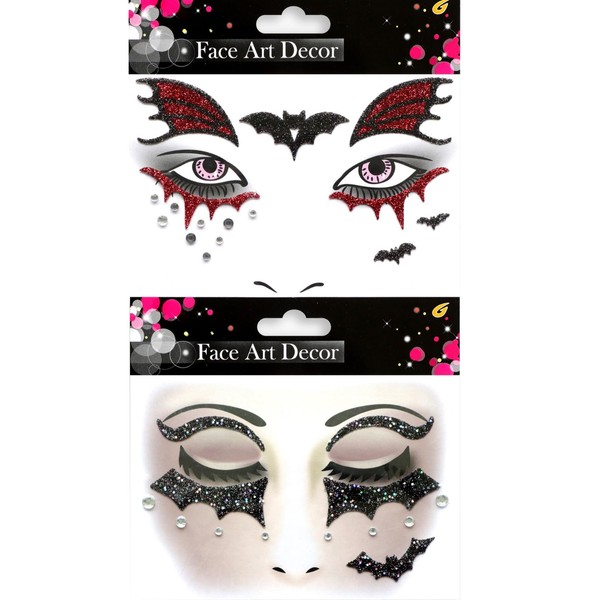 ALEGRE Halloween Face Tattoo Bat Face Art Sticker, Halloween Temporary