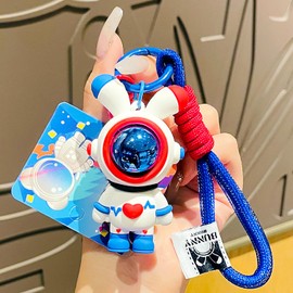 SXQYBZ Creative Cartoon Love Lightning Astronaut Rabbit Keychain, Backpack Car Resin Animal Pendant Metal Backpack Car Keychain