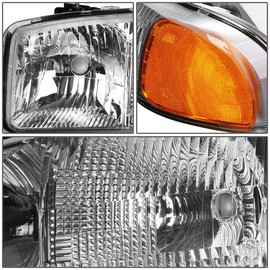 Headlight Assembly Compatible with GMC Sierra 1500 1999-2007, Sierra 2500 HD 3500 HD C3 Yukon 2001-2007 Chrome Housing Amber Corner Left Right Headlamp Set 15850352 15850351 GM2503188 GM2502188