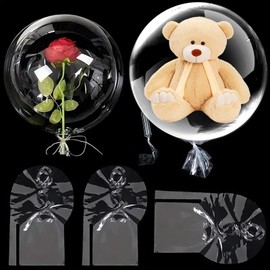 5 PCS BoBo Balloons Large for Stuffing, 30 inch Pre Stretched Extra Wide Mouth Clear Balloons, Giant Transparent Balloons